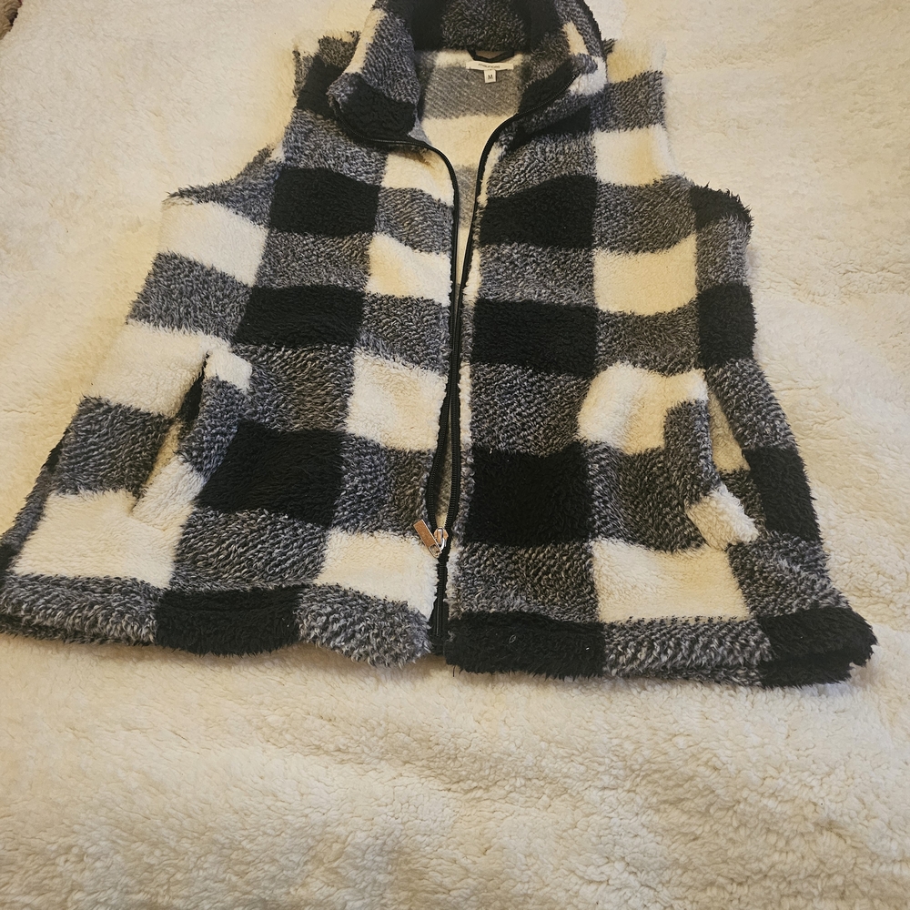 Maurices Black and White Checkered Vest